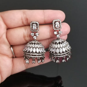 Reserved For Arya JC American Diamond Jhumkas With Victorian Plating BT19