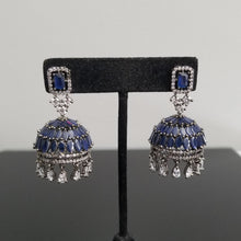 Load image into Gallery viewer, American Diamond Jhumkas With Victorian Plating BT19
