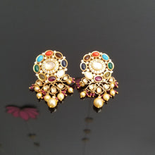 Load image into Gallery viewer, Reserved For Swathi Sashank And Sowjanya Kundan Earrings With Hard Gold Plating DT18