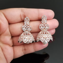 Load image into Gallery viewer, American Diamond Jhumkas With Rose Gold Finish BT13