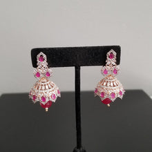 Load image into Gallery viewer, Reserved For Amulya Kishore American Diamond Jhumkas With Rose Gold Finish BT13