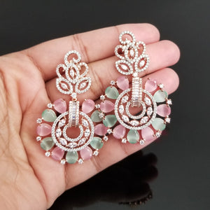 Indo Western American Diamond Earrings With Rose Gold Finish BT11