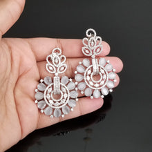 Load image into Gallery viewer, Reserved For Prathyusha Garimidi Indo Western American Diamond Earrings With Silver Finish BT11