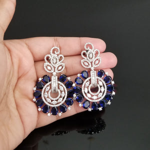 Indo Western American Diamond Earrings With Silver Finish BT11