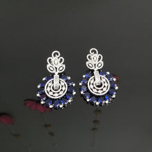 Load image into Gallery viewer, Indo Western American Diamond Earrings With Silver Finish BT11