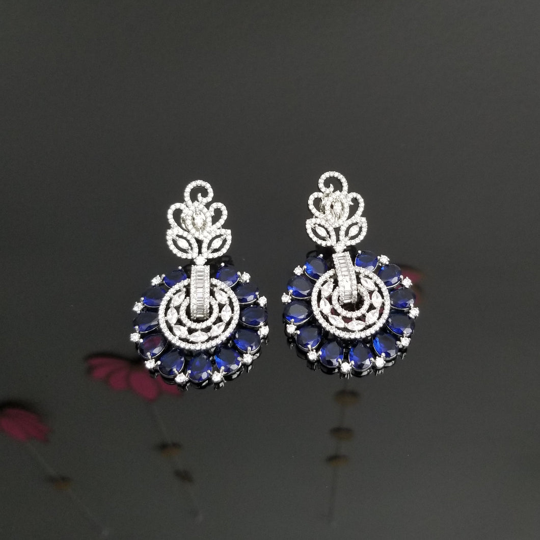 Indo Western American Diamond Earrings With Silver Finish BT11