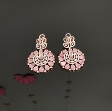 Load image into Gallery viewer, Reserved For Anusha Ramana Indo Western American Diamond Earrings With Rose Gold Finish BT11