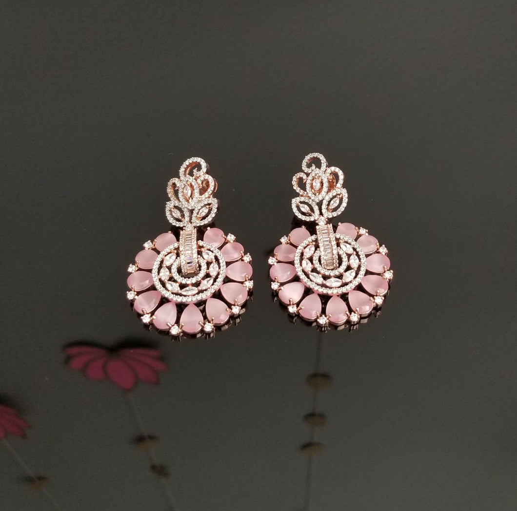 Reserved For Anusha Ramana Indo Western American Diamond Earrings With Rose Gold Finish BT11