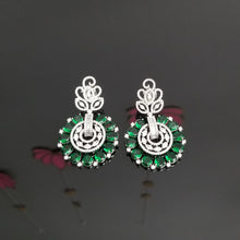 Load image into Gallery viewer, Indo Western American Diamond Earrings With Silver Finish BT11