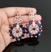 Load image into Gallery viewer, Reserved For Alla Mouni Indo Western American Diamond Earrings With Rose Gold Finish BT11