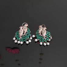 Load image into Gallery viewer, Reserved For Mythree Varada American Diamond Bird Earrings With Dual Polish BT17