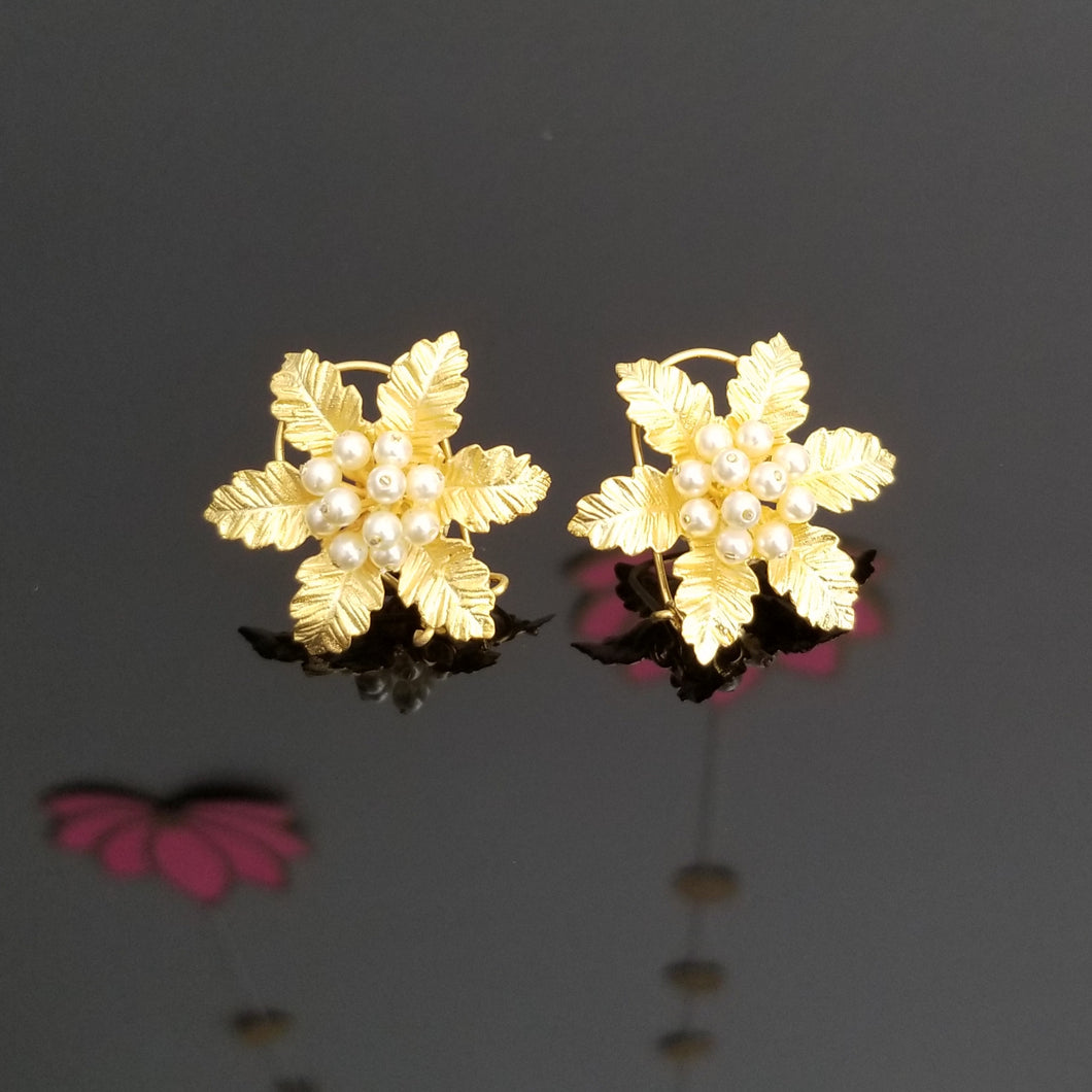 Fusion Style Indo Western Flower Studs With Gold Finish BT10