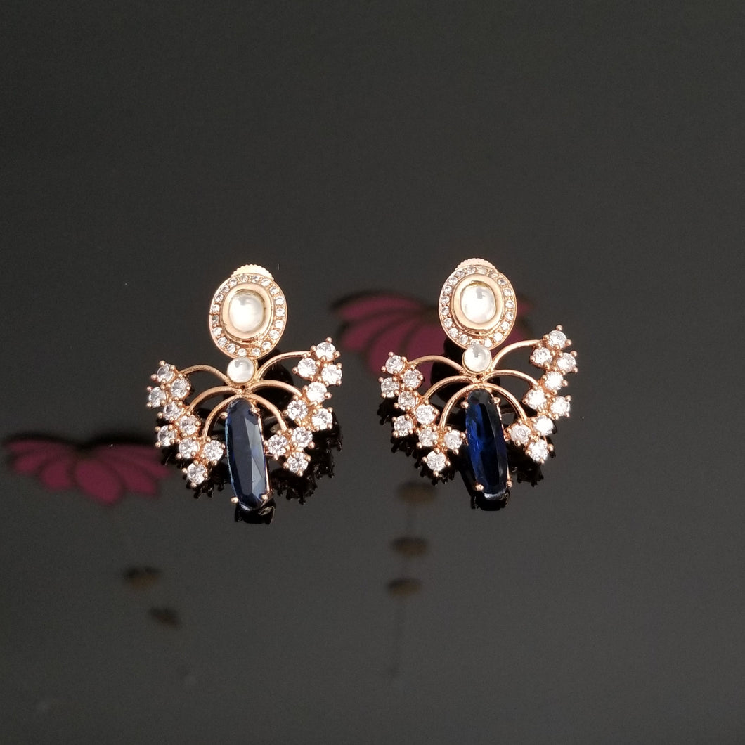Reserved For Alla Mouni American Diamond Butterfly Earrings With Rose Gold Polish BT14