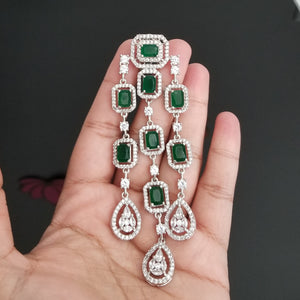 Menaka Ganesh Indo Western American Diamond Long Earrings BT21