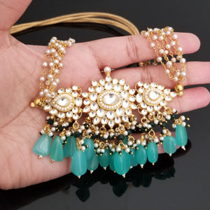 Ahemdabadi Kundan Hard Gold Plated Pearl Necklace Set BT27