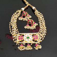 Load image into Gallery viewer, Ahemdabadi Kundan Hard Gold Plated Pearl Necklace Set