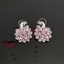Load image into Gallery viewer, American diamond Peacock Studs with Rose Gold And Victorian Finish