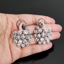 Load image into Gallery viewer, American diamond Peacock Studs with Rose Gold And Victorian Finish
