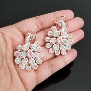 Reserved For Swathi Ammulu American diamond Peacock Studs with Rose Gold Finish