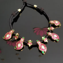 Load image into Gallery viewer, Reserved For Nagini Mandapati Hard Gold Plated Kundan Mango Thread Necklace