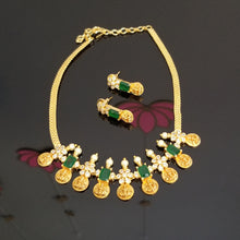 Load image into Gallery viewer, Traditional Laxmi Kasu Necklace With AD Stones BT1