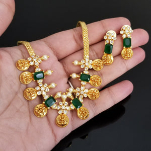 Traditional Laxmi Kasu Necklace With AD Stones BT1