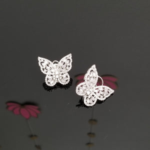 American diamond Butterfly Studs with Silver Finish JT7