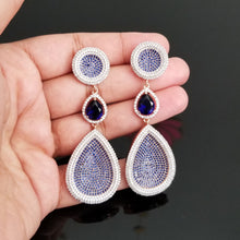 Load image into Gallery viewer, Reserved For Swathi SK American Diamond Studded Earrings With Rose Gold And Victorian Polish JT9