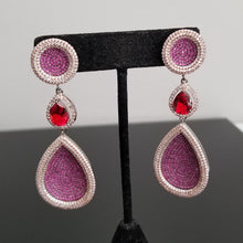 Load image into Gallery viewer, American Diamond Studded Earrings With Rose Gold And Victorian Polish JT9