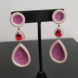 American Diamond Studded Earrings With Rose Gold And Victorian Polish JT9