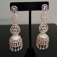 Load image into Gallery viewer, American Diamond Jhumkas With Rose Gold Finish JT2