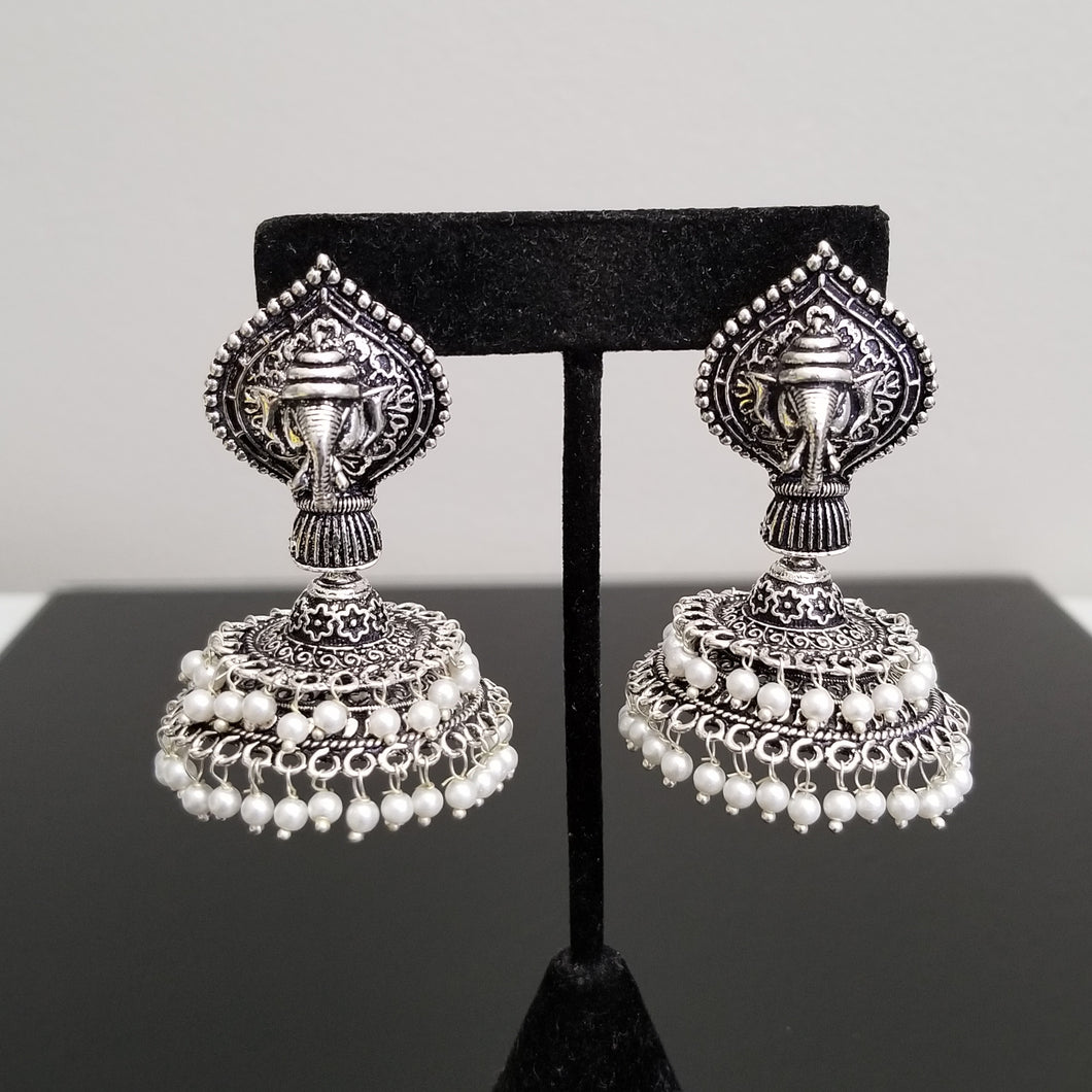 Indo Western Temple Earring With Oxidised Plating JT5