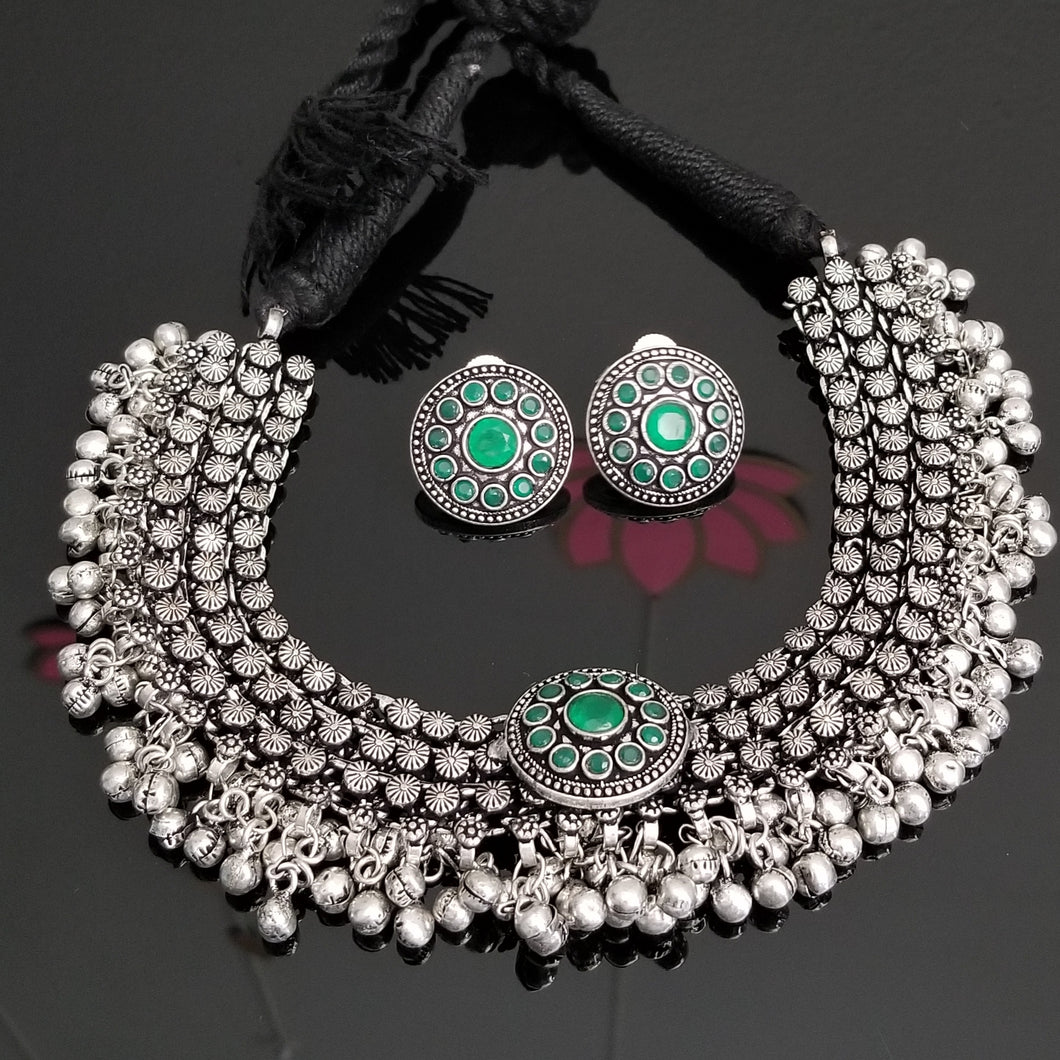 Indo Western Trendy Necklace With Oxidised Plating JT11