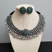 Load image into Gallery viewer, Indo Western Trendy Necklace With Oxidised Plating JT11