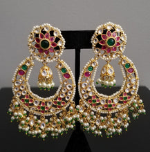 Load image into Gallery viewer, Reserved For Keerthi Rachala Designer Chandbali Earrings With Gold Finish