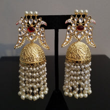 Load image into Gallery viewer, Reserved For Sandhya Pullela Designer Peacock Kundan Earrings With Pearl Tassels ST1