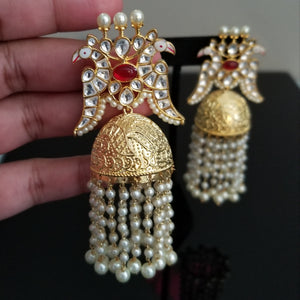 Reserved For Sandhya Pullela Designer Peacock Kundan Earrings With Pearl Tassels ST1