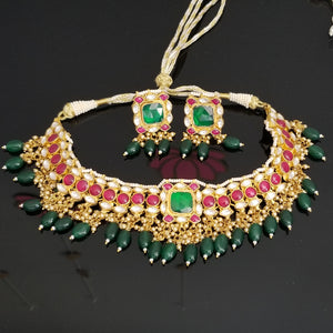 Hard Gold Plated Kundan Necklace Set