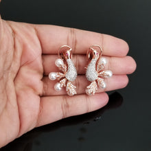 Load image into Gallery viewer, American Diamond Rose Gold Finish Bird Earrings DT1