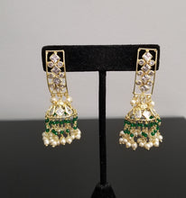Load image into Gallery viewer, Reserved For Maha Lakshmi American Diamond Jhumkas With Gold Finish DT23