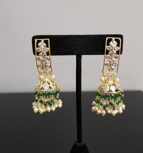 Reserved For Maha Lakshmi American Diamond Jhumkas With Gold Finish DT23