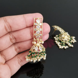 Reserved For Maha Lakshmi American Diamond Jhumkas With Gold Finish DT23