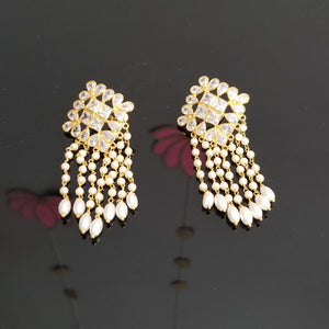 Reserved For Arya And Maha Lakshmi Pearl Tassel AD Earrings With Gold Finish DT4