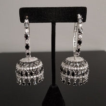 Load image into Gallery viewer, Reserved For Kanchana Pemmadi Big Hoop Style AD Jhumkas With Silver Finish DT3