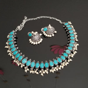 Reserved For V Meena Ravi And M Spandana  Indo Western Classic Necklace With Oxidised Plating FL16
