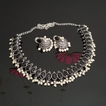 Load image into Gallery viewer, Reserved For Akhila Vaka Indo Western Classic Necklace With Oxidised Plating FL16