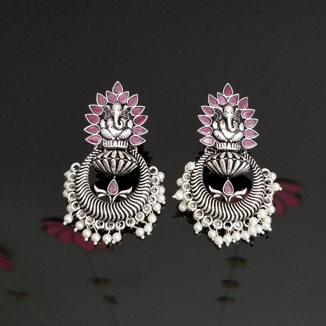 Reserved For Likhita Palavali Indo Western Temple Earring With Oxidised Plating FL31
