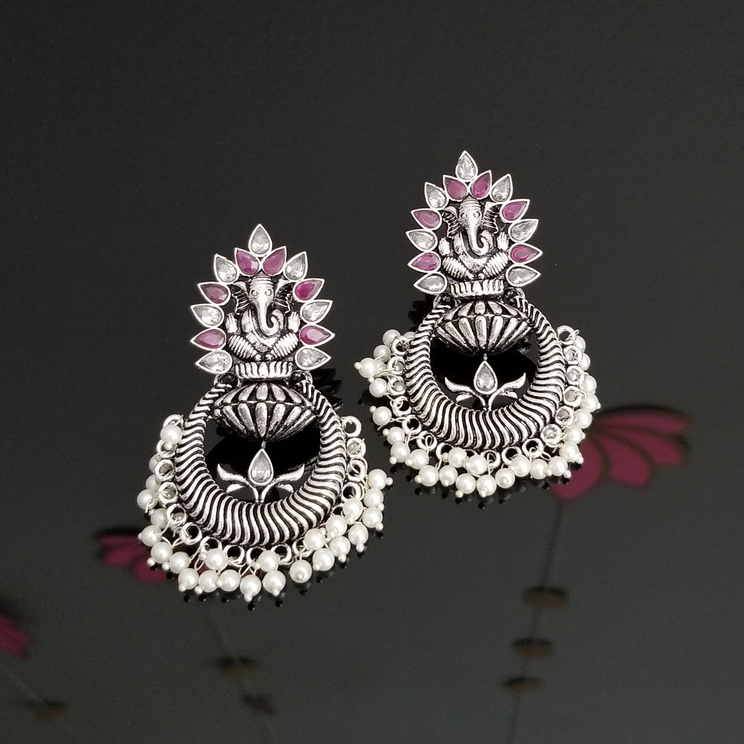 Indo Western Temple Earring With Oxidised Plating FL31