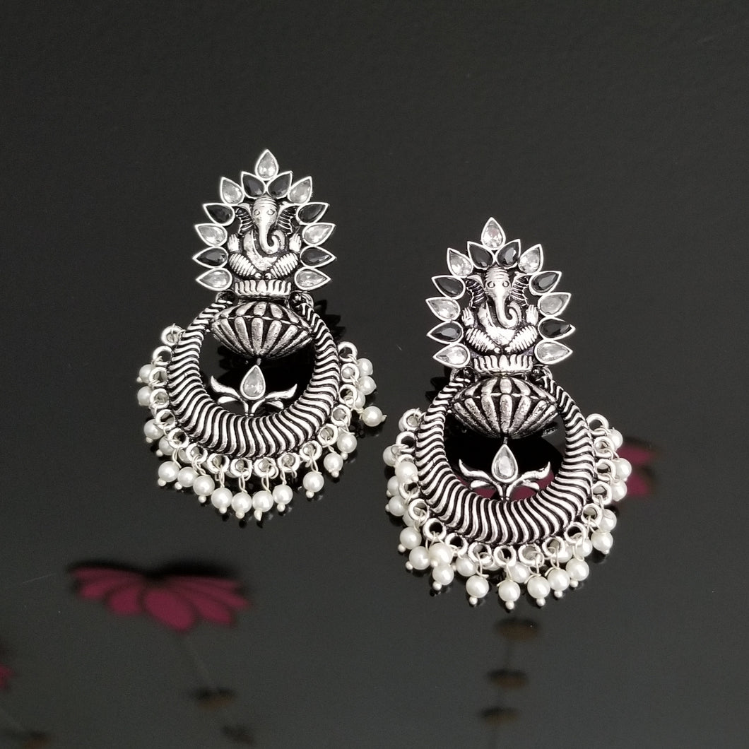 Reserved For Aparna Indo Western Temple Earring With Oxidised Plating FL31