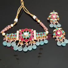 Load image into Gallery viewer, Reserved For Praneesha Karra Hard Gold Plated Kundan Beads Necklace Set FL29